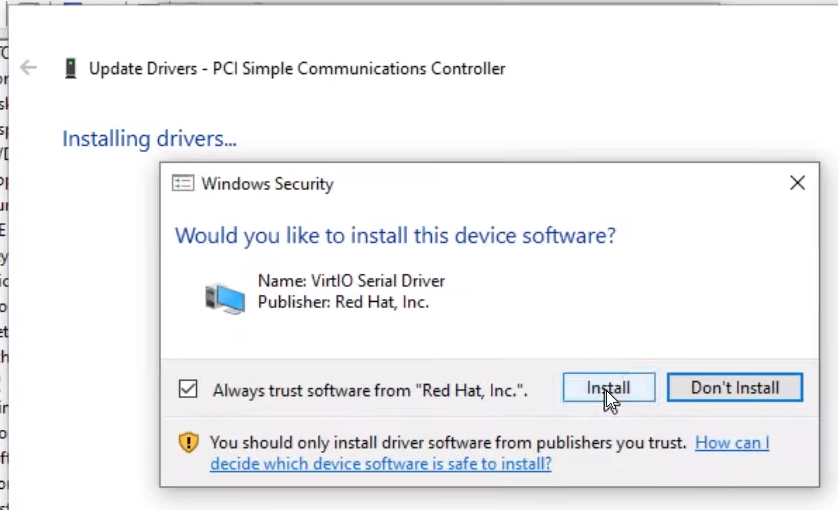 Windows configuration 7